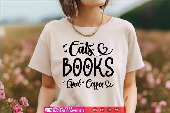 Cats, Books, and Coffee SVG Graphics