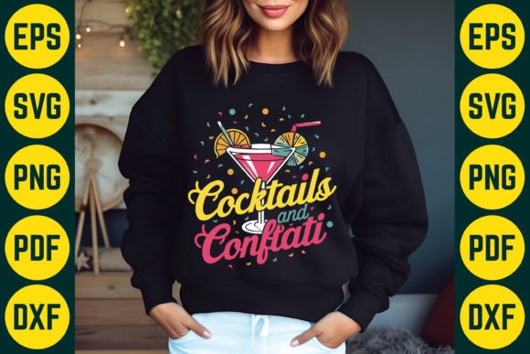 Cocktails and Confetti T-Shirt Design Graphics and Crafts