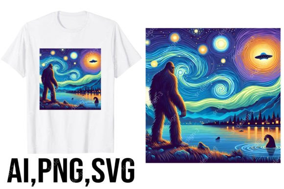 Funny Bigfoot Starry Night Graphics