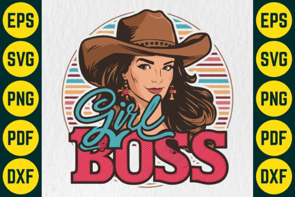 Girl Boss Cowgirl SVG T-Shirt Design: Graphics and Crafts with Vintage Flair